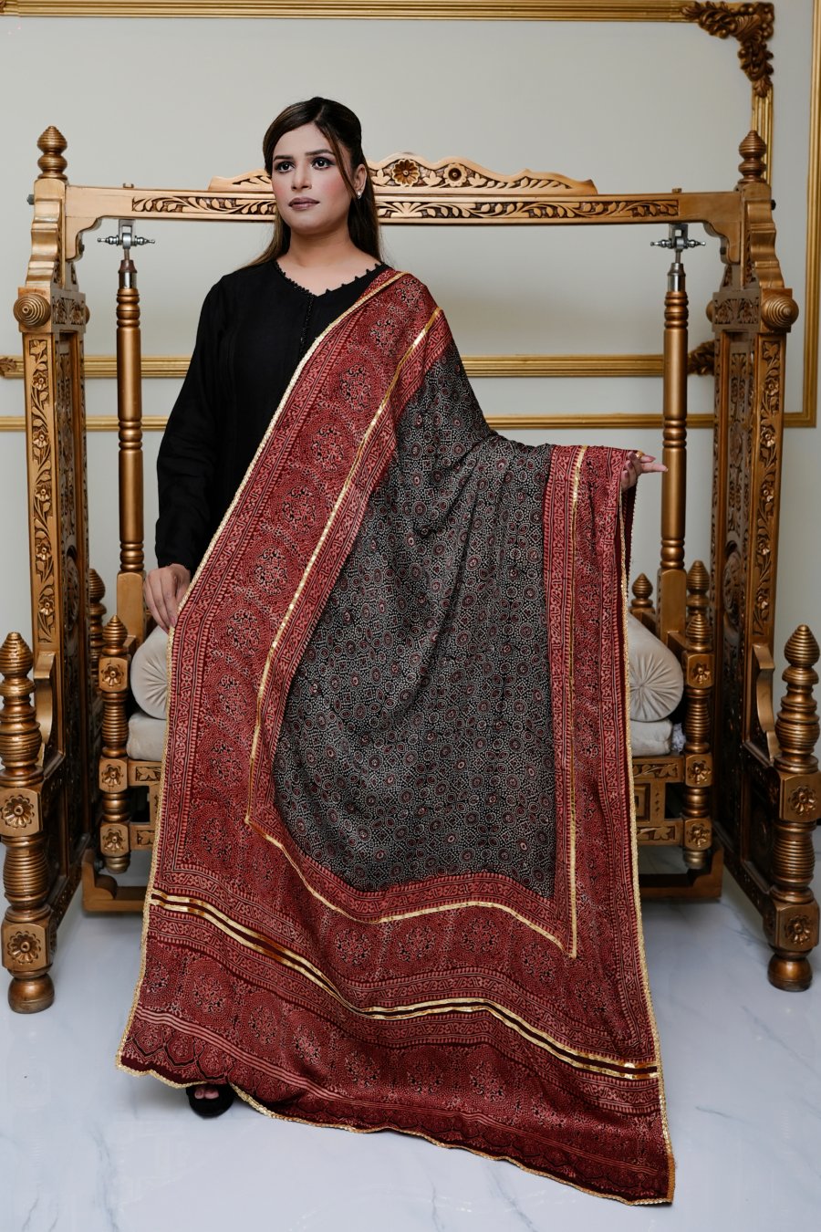 HERITAGE AJRAK — Organic Silk Sindhi Shawl