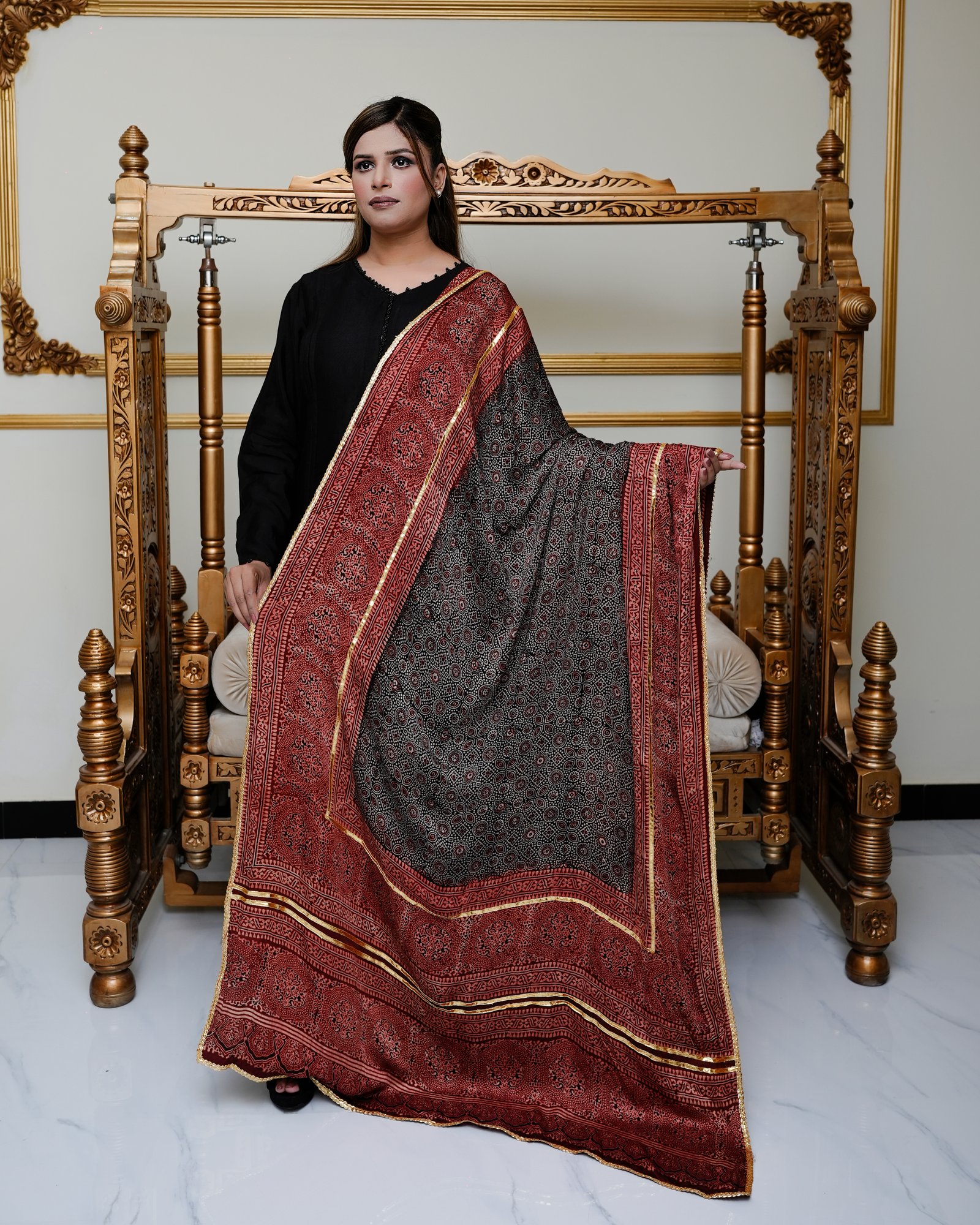 HERITAGE AJRAK — Organic Silk Sindhi Shawl