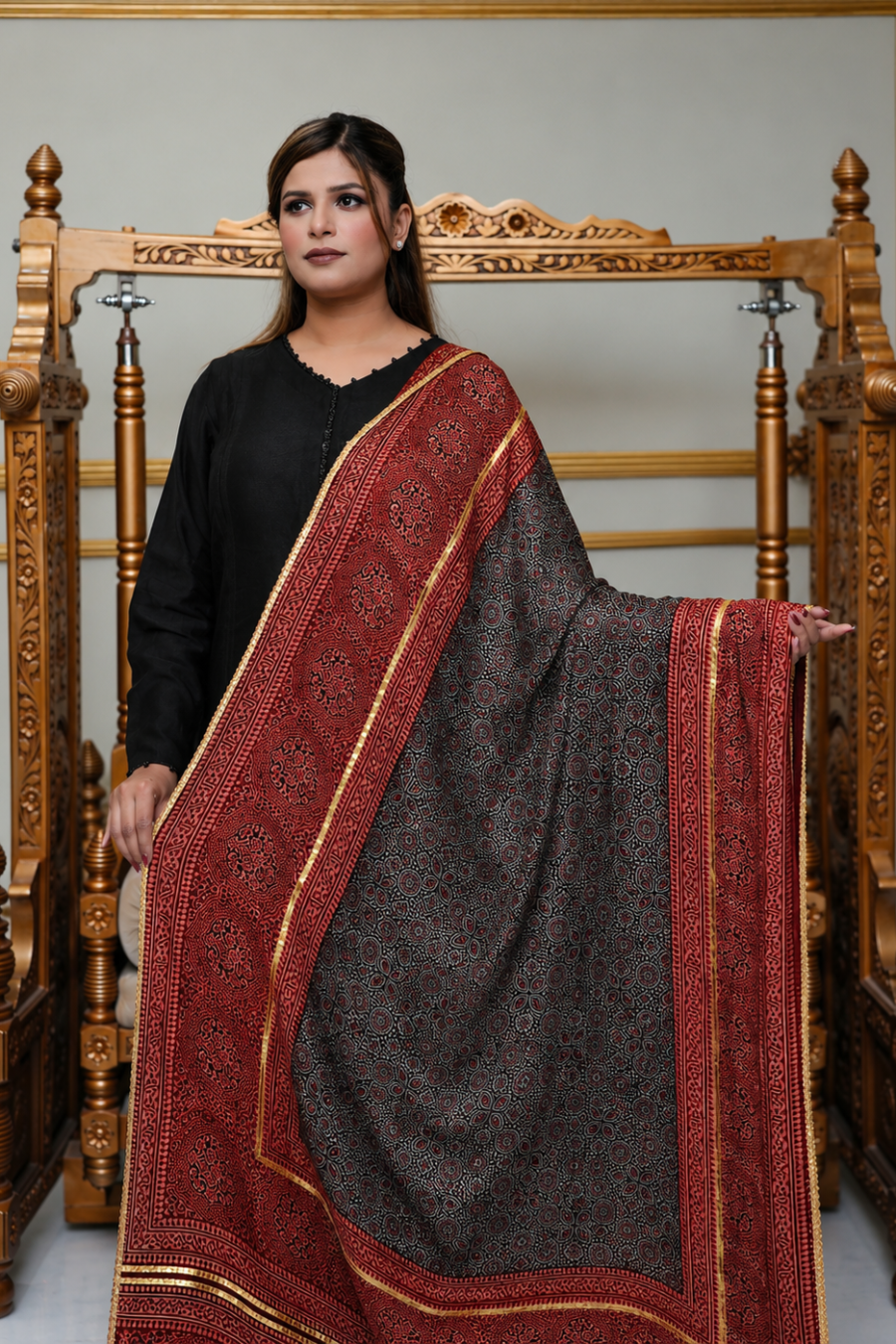 HERITAGE AJRAK — Organic Silk Sindhi Shawl