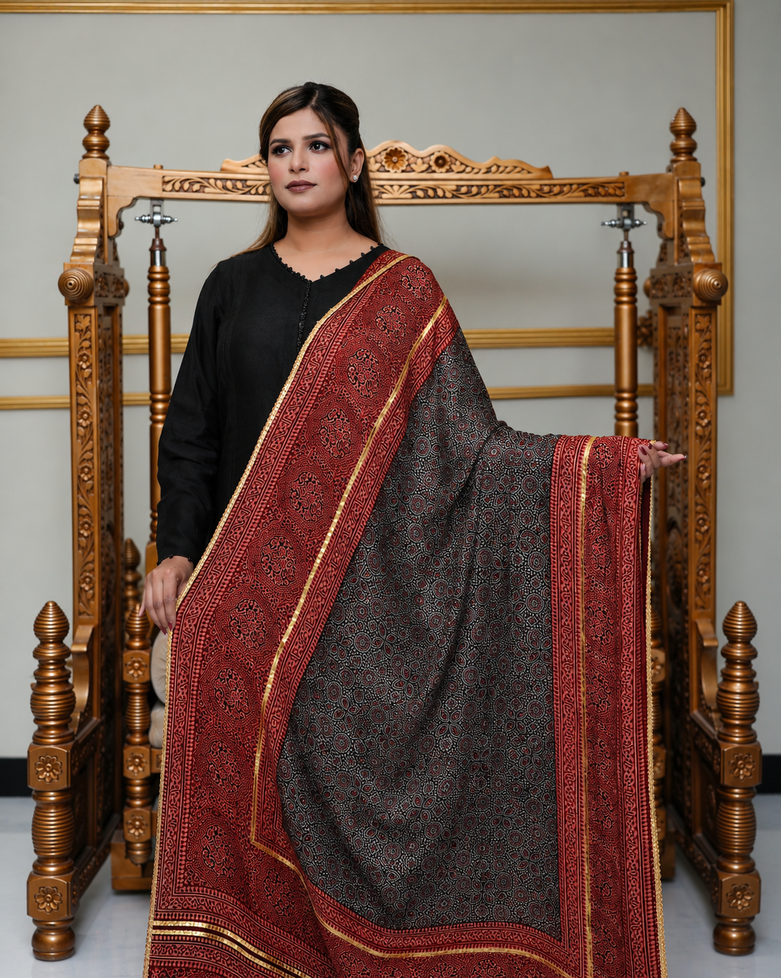 HERITAGE AJRAK — Organic Silk Sindhi Shawl