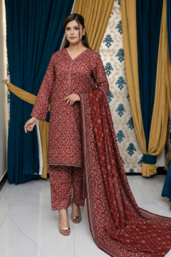 RUBY BLOOM — Cotton 3-Piece Embroidered Suit