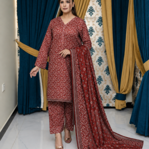 RUBY BLOOM — Cotton 3-Piece Embroidered Suit